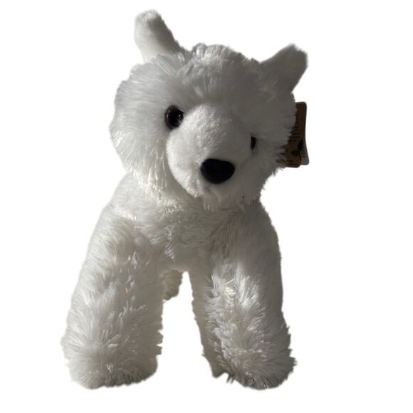 Aurora Mini Flopsy White Arctic Fox 8 Inch Plush Stuffed Animal Toy #31568 - Picture 1 of 7
